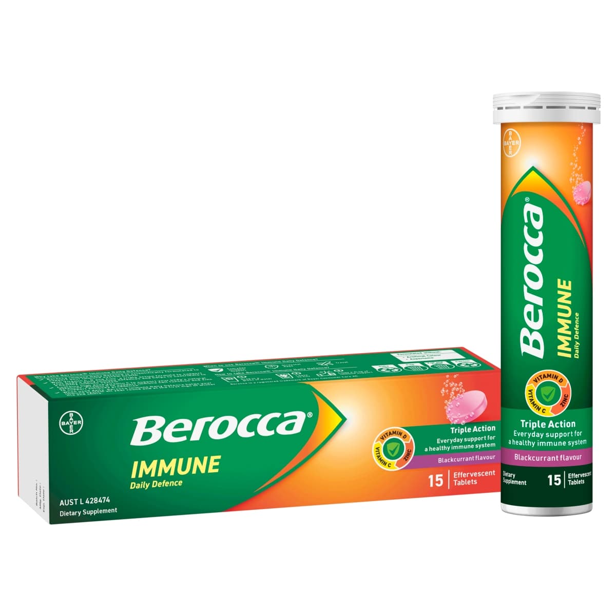 Berocca Immune Effervescent Tablets Blackcurrant 15 Pack