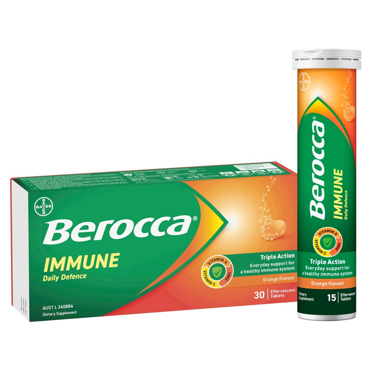 Berocca Immune Effervescent Tablets Orange 30 Pack