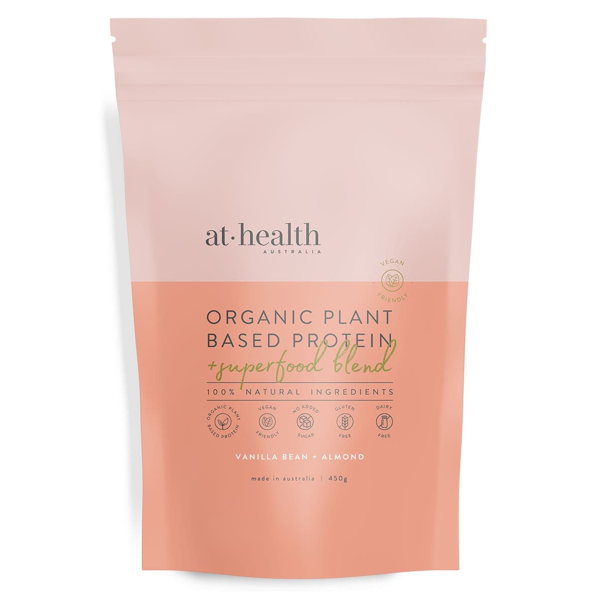 At Health Australia Organic Plant Based Protein Vanilla & Almond 450g