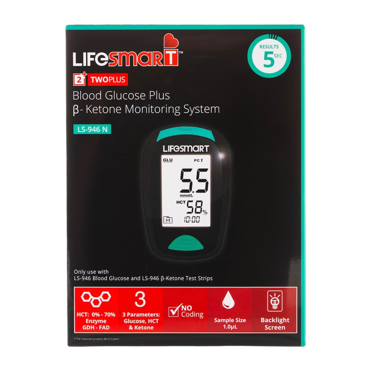 LifeSmart TwoPlus Blood Glucose plus B-Ketone Monitoring System