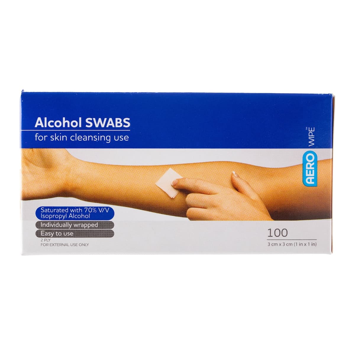 AeroWipe 70% Isopropyl Alcohol Swab Wipes 100 Pack