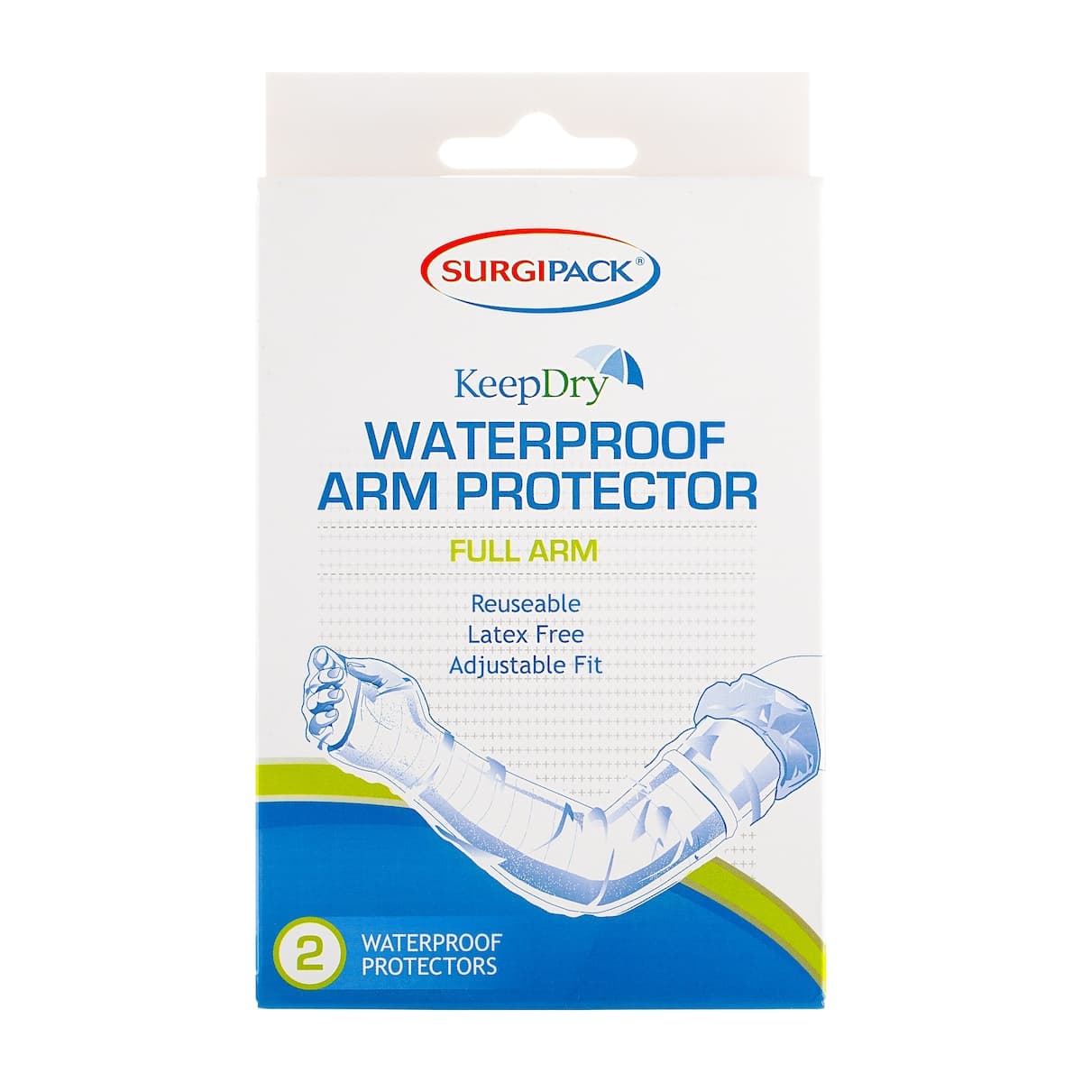 Surgipack Keep Dry Waterproof Protector Full Arm 2 Pack