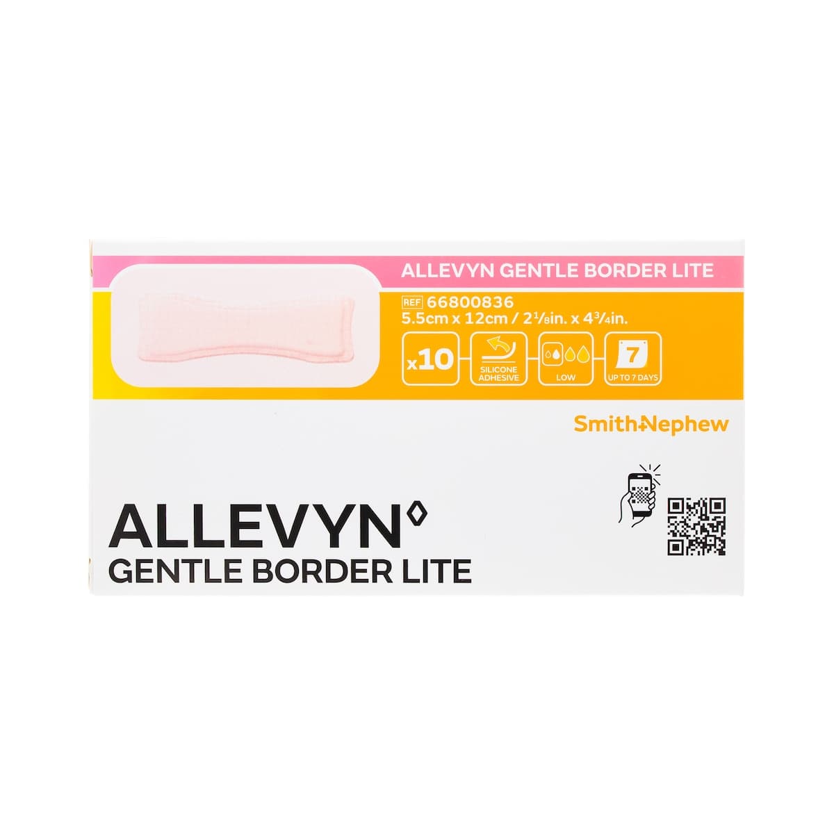 Allevyn Gentle Border Lite Foam Dressing 5.5cm x 12.5cm 10 Pack