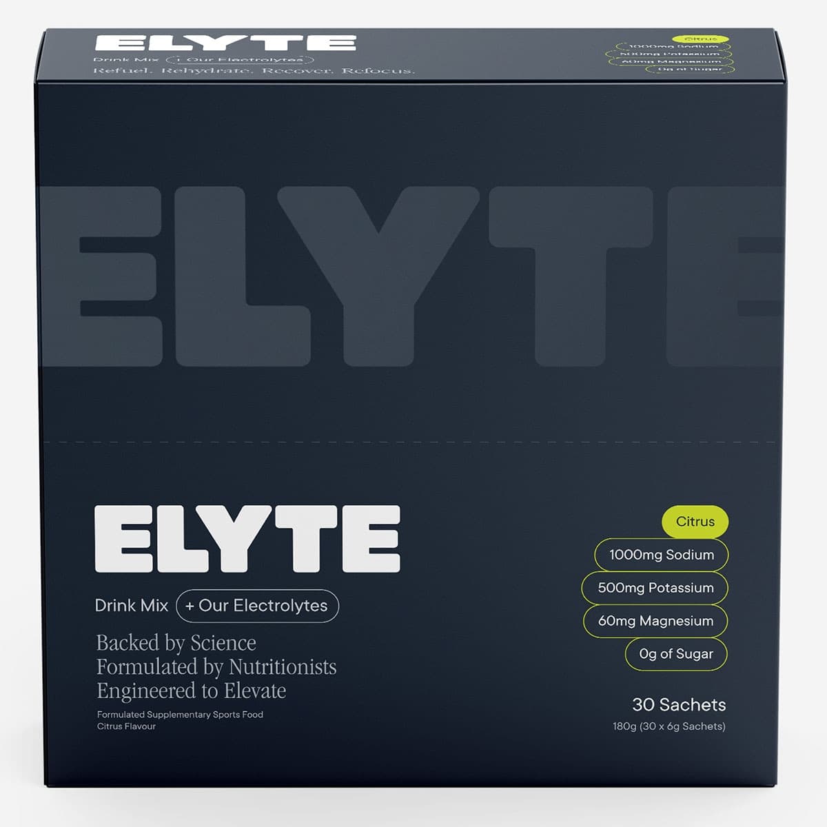 Elyte Hydration Powder Electrolyte Drink Citrus 30 Pack