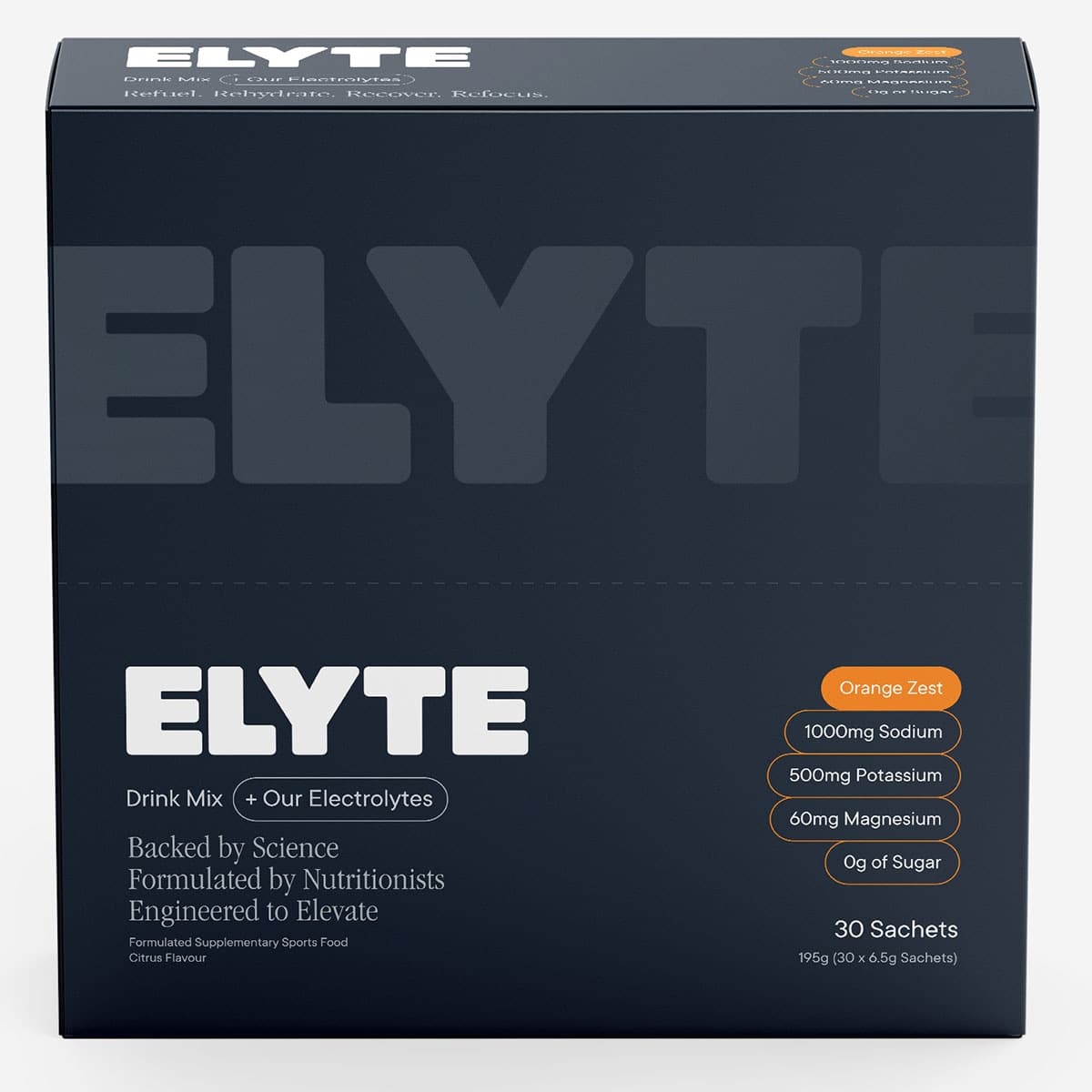 Elyte Hydration Powder Electrolyte Drink Orange 30 Pack
