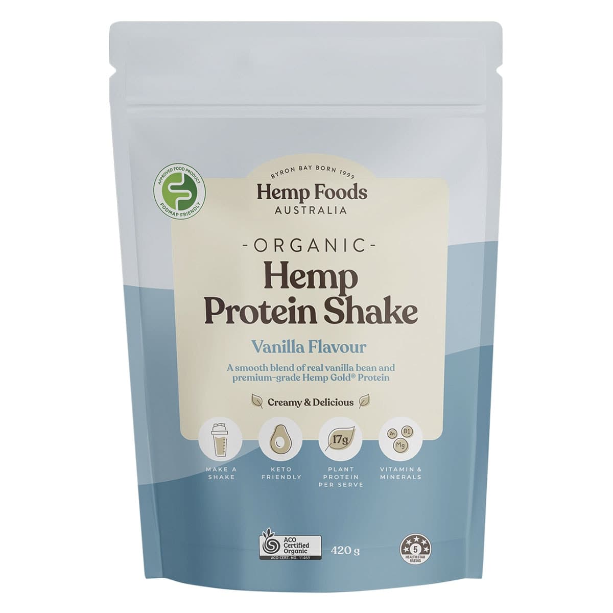 Hemp Foods Australia Organic Hemp Protein Shake Vanilla 420g