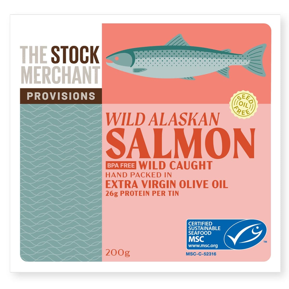 The Stock Merchant MSC Wild Salmon in Extra Virgin Olive Oil 200g