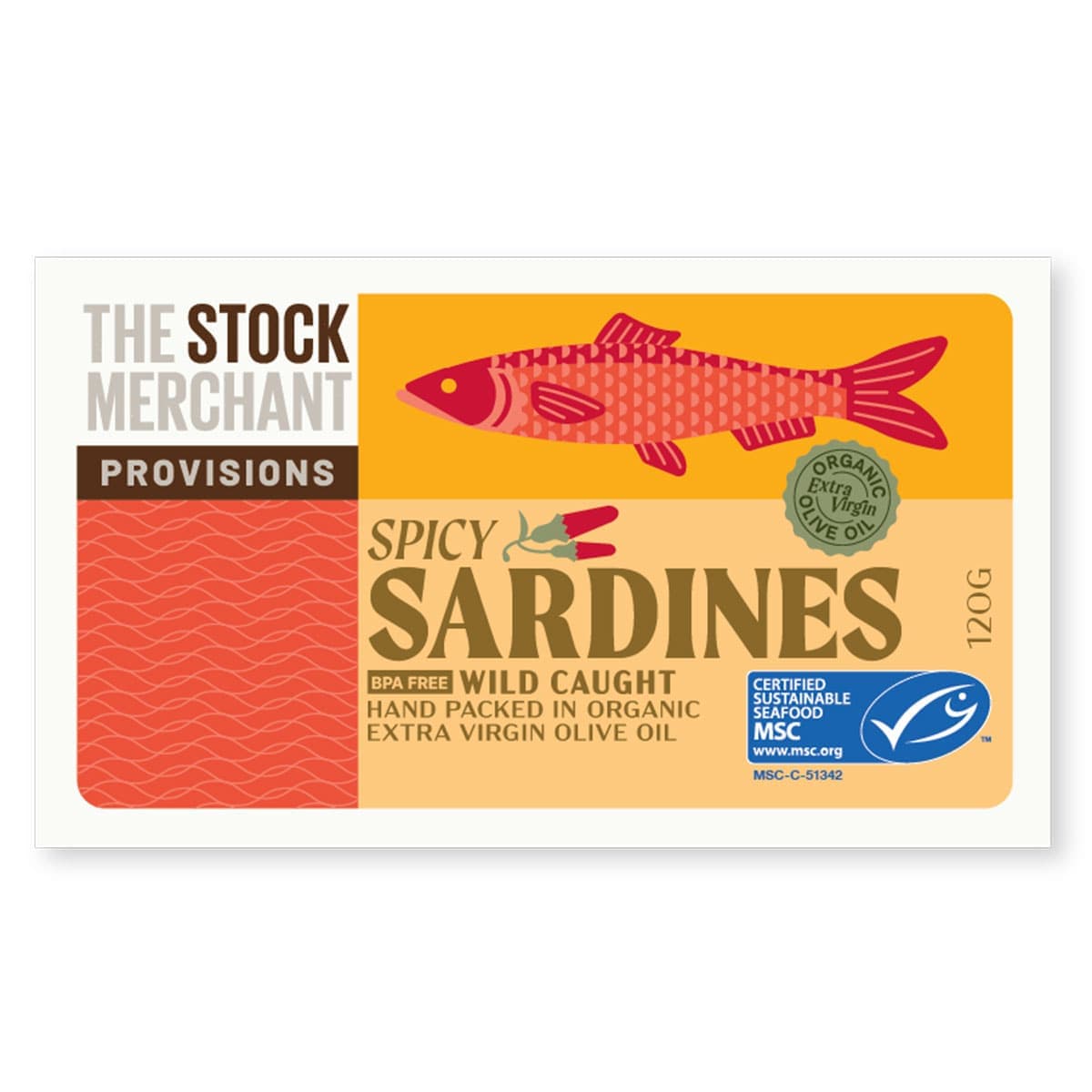 The Stock Merchant MSC Spicy Sardines in Extra Virgin Olive Oil 120g