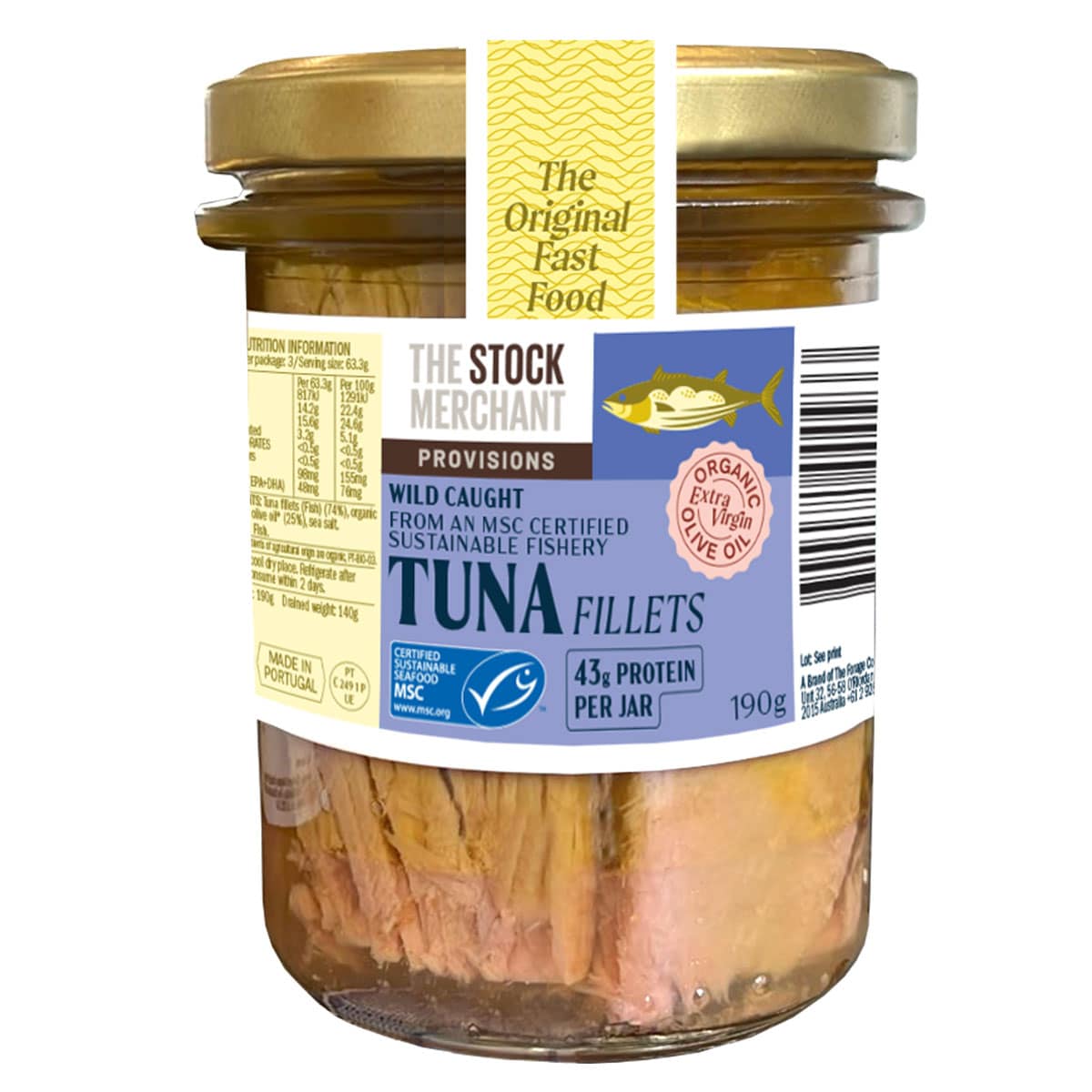 The Stock Merchant Extra Virgin Olive Oil MSC Tuna Jar 190g