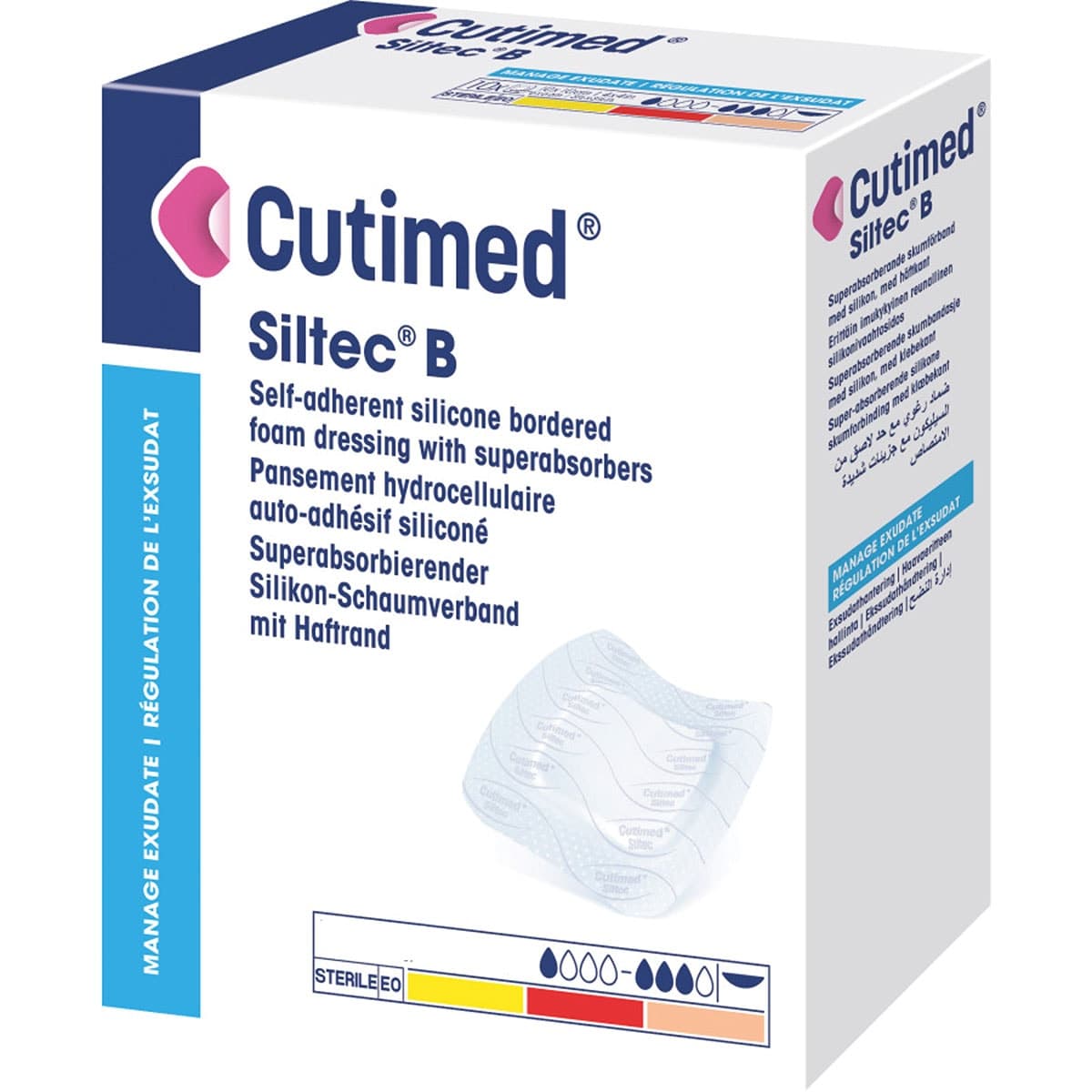 Cutimed Siltec B Sterile Adhesive Foam Dressing 10cm x 10cm - 10 Pack