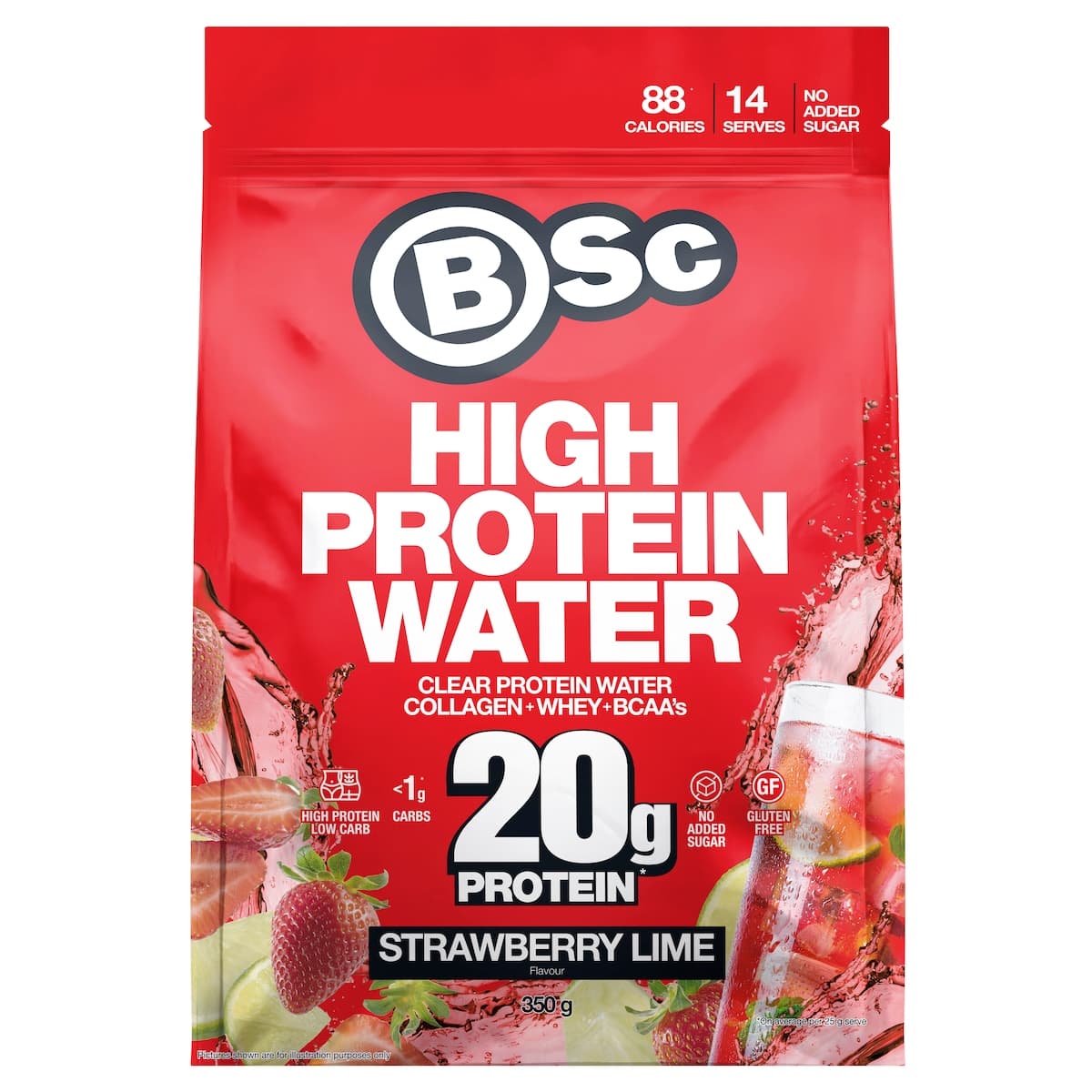 BSc High Protein Water Strawberry Lime 350g
