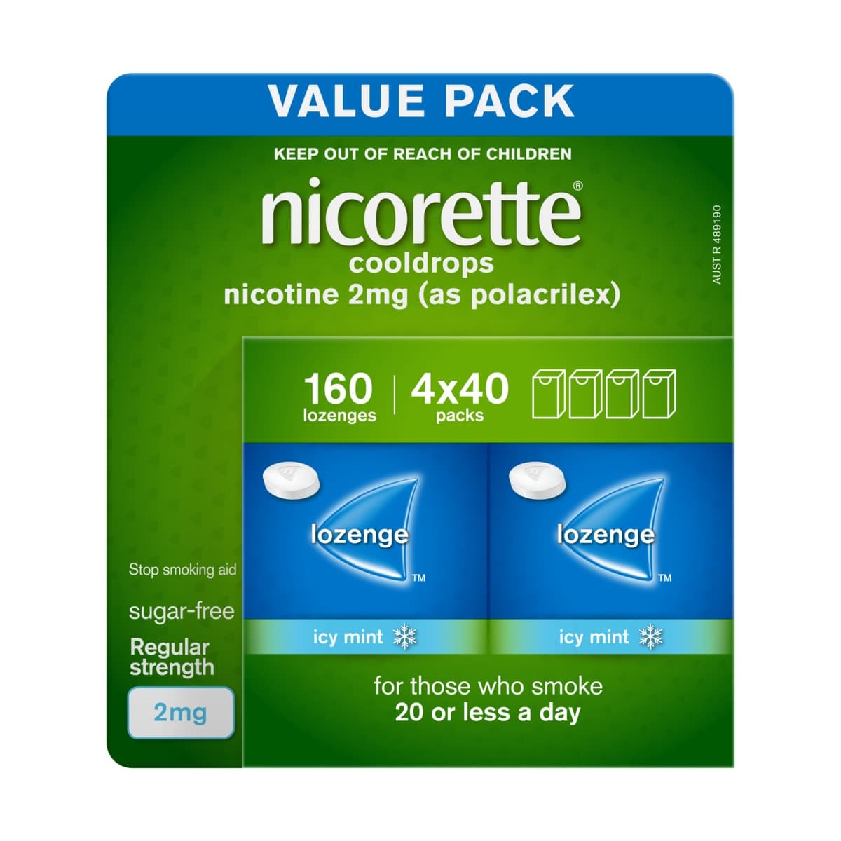 Nicorette Quit Smoking Cooldrops Icy Mint 2mg 160 Nicotine Lozenges