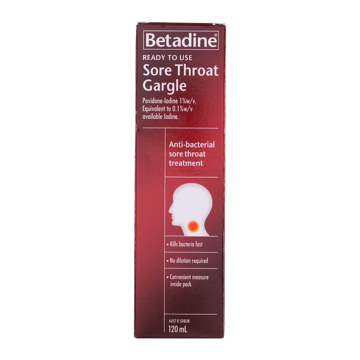 Betadine Ready to Use Sore Throat Gargle 120ml