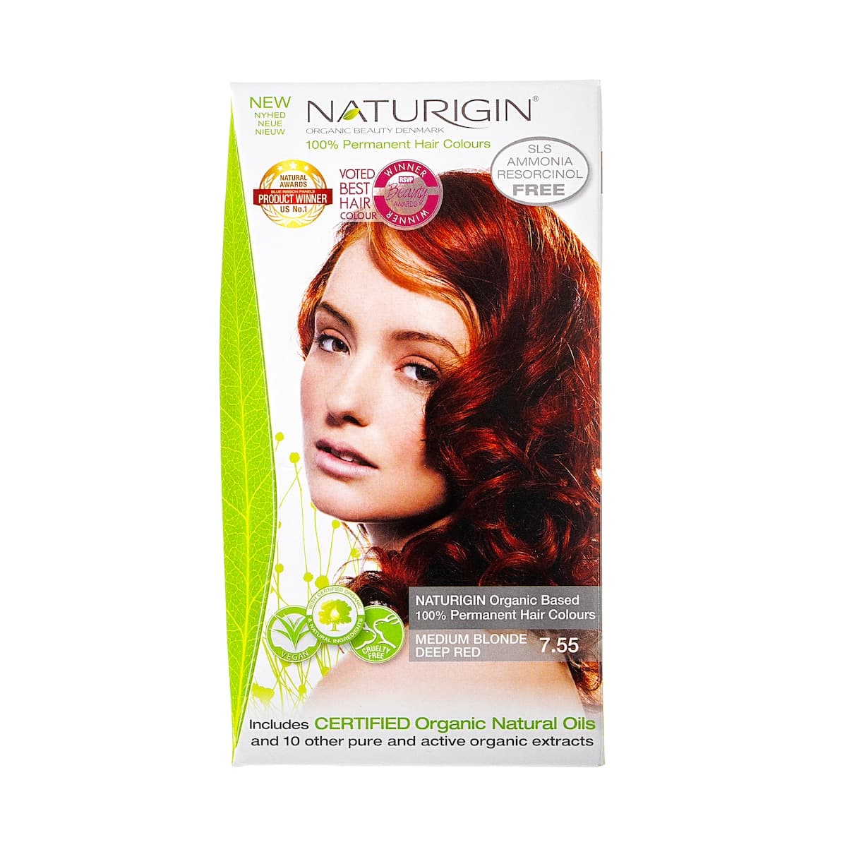 Naturigin 7.55 Medium Blonde Deep Red Natural Permanent Hair Colour