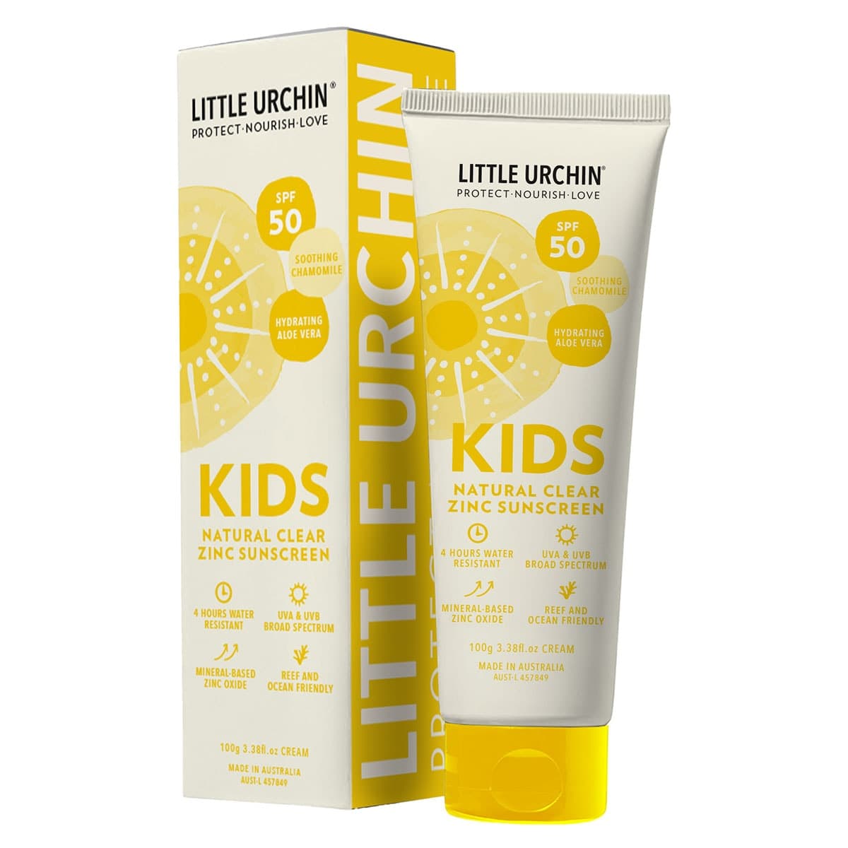 Little Urchin SPF 50+ Kids Natural Clear Zinc Sunscreen 100g