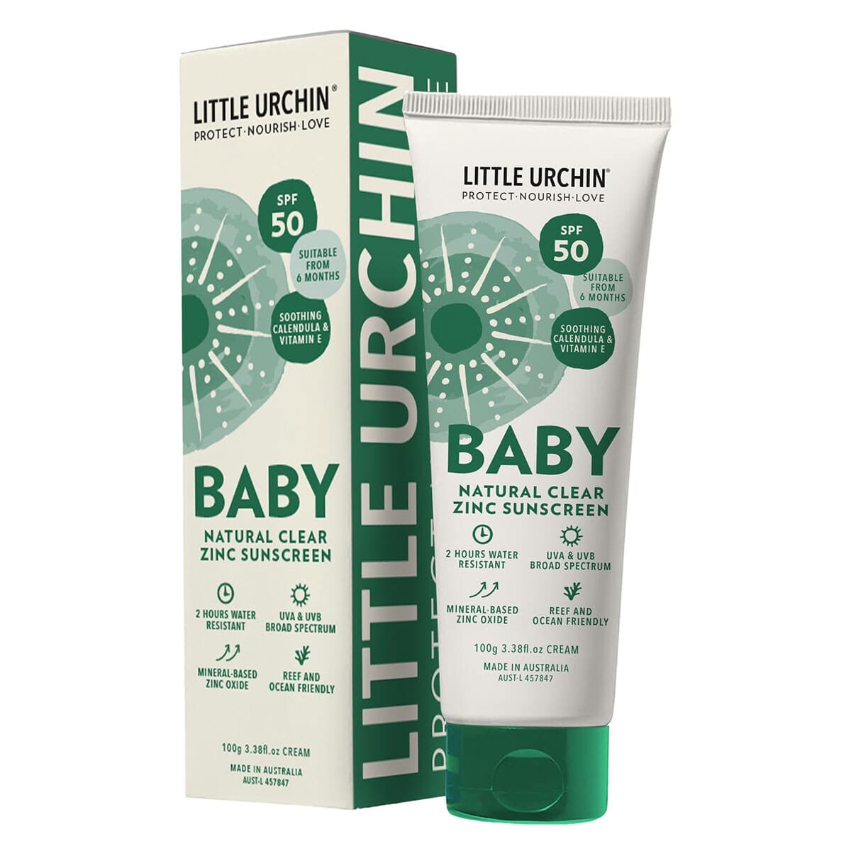 Little Urchin SPF 50+ Baby Natural Clear Zinc Sunscreen 100g