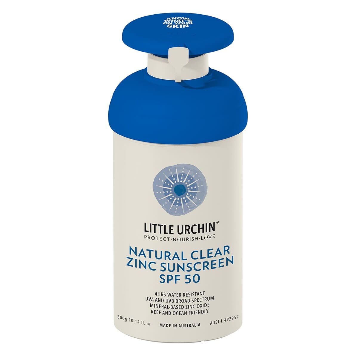 Little Urchin SPF 50+ Natural Clear Zinc Sunscreen Pump 300g