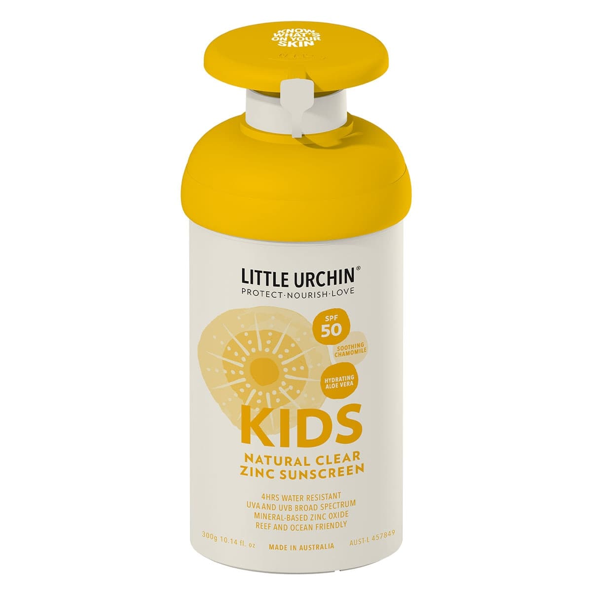 Little Urchin SPF 50+ Kids Natural Clear Zinc Sunscreen Pump 300g
