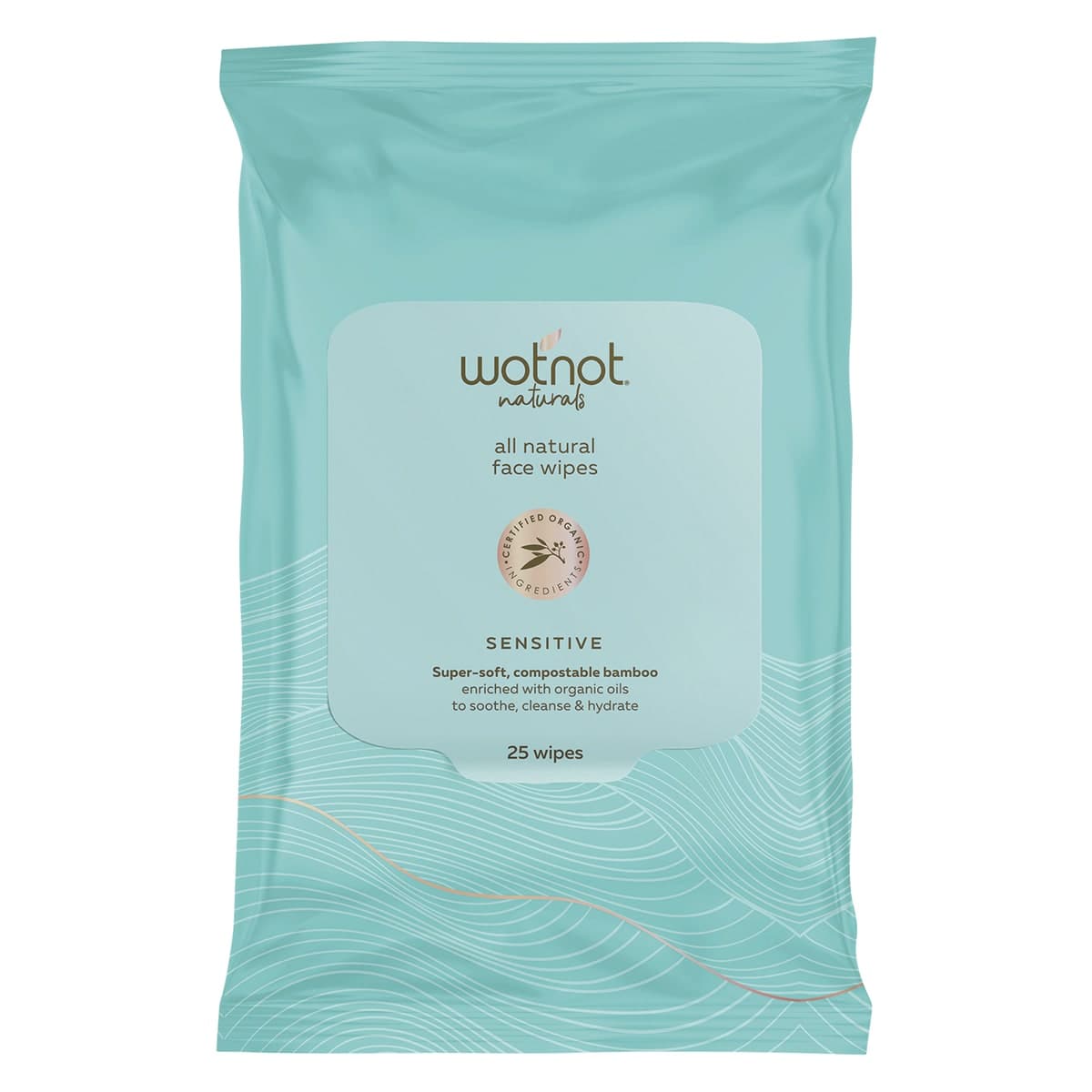 Wotnot Natural Sensitive Skin Face Wipes 25 Pack