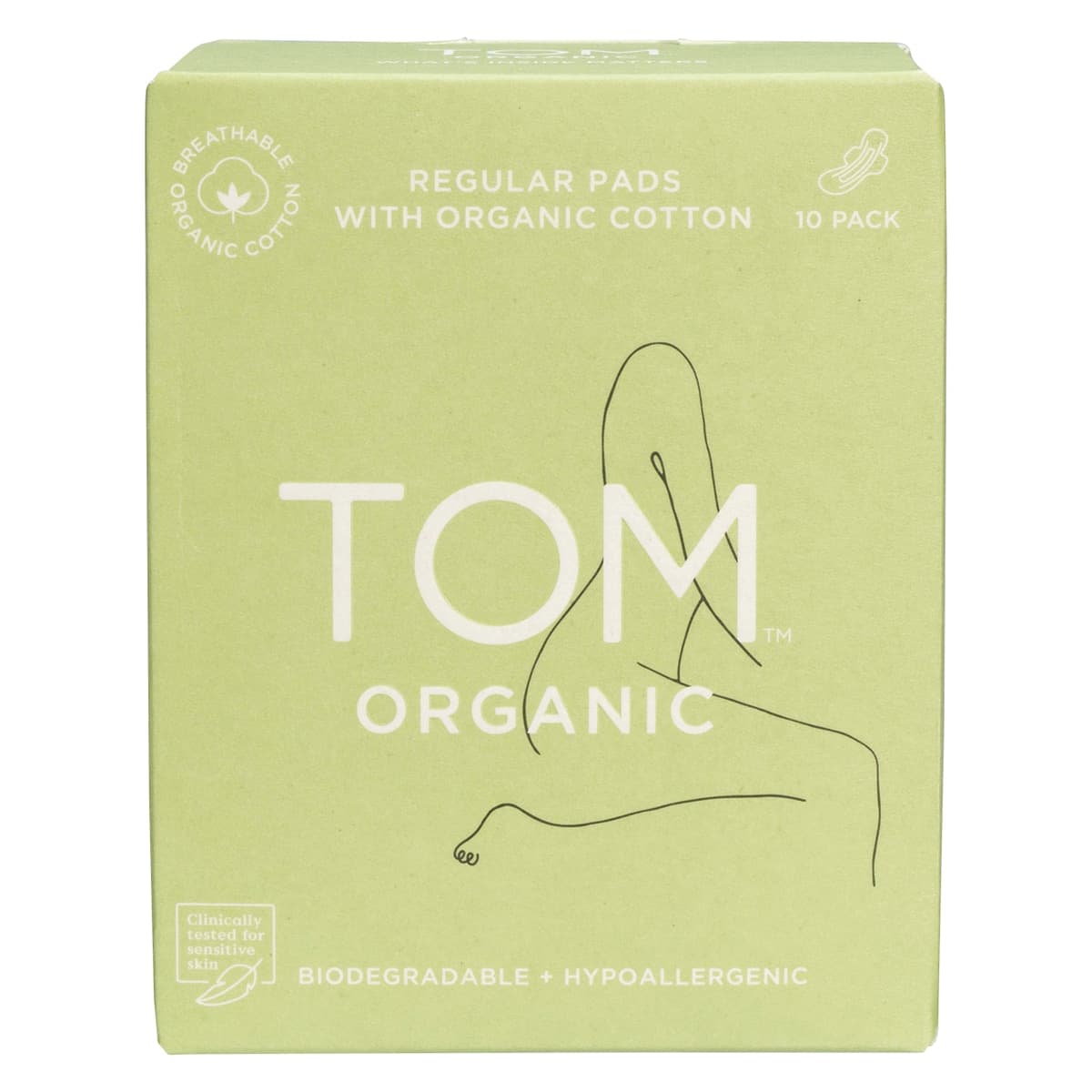 Tom Organic Cotton Pads with Wings Regular 10 pack