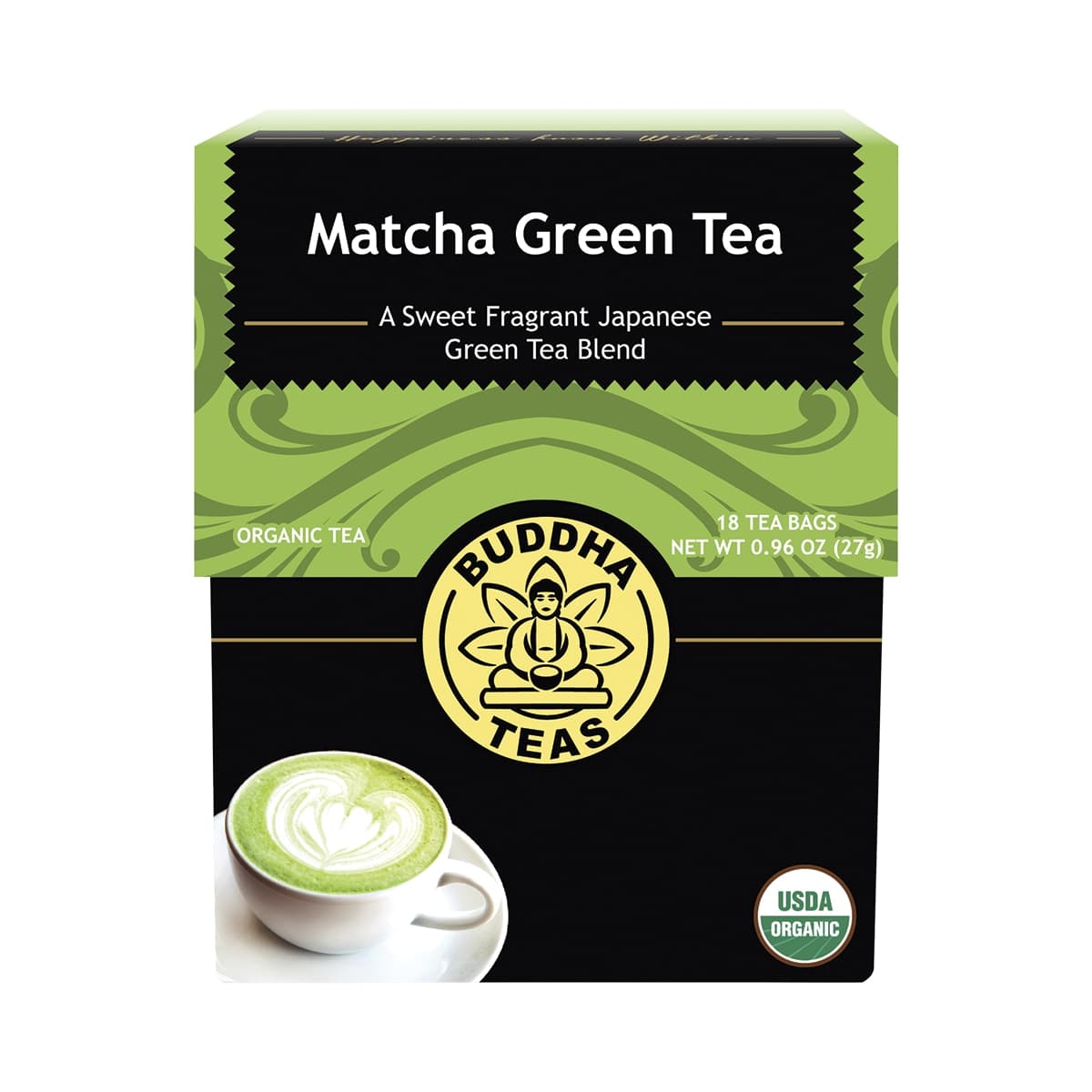 Buddha Teas Organic Tea Bags Matcha Green Tea 18 Pack