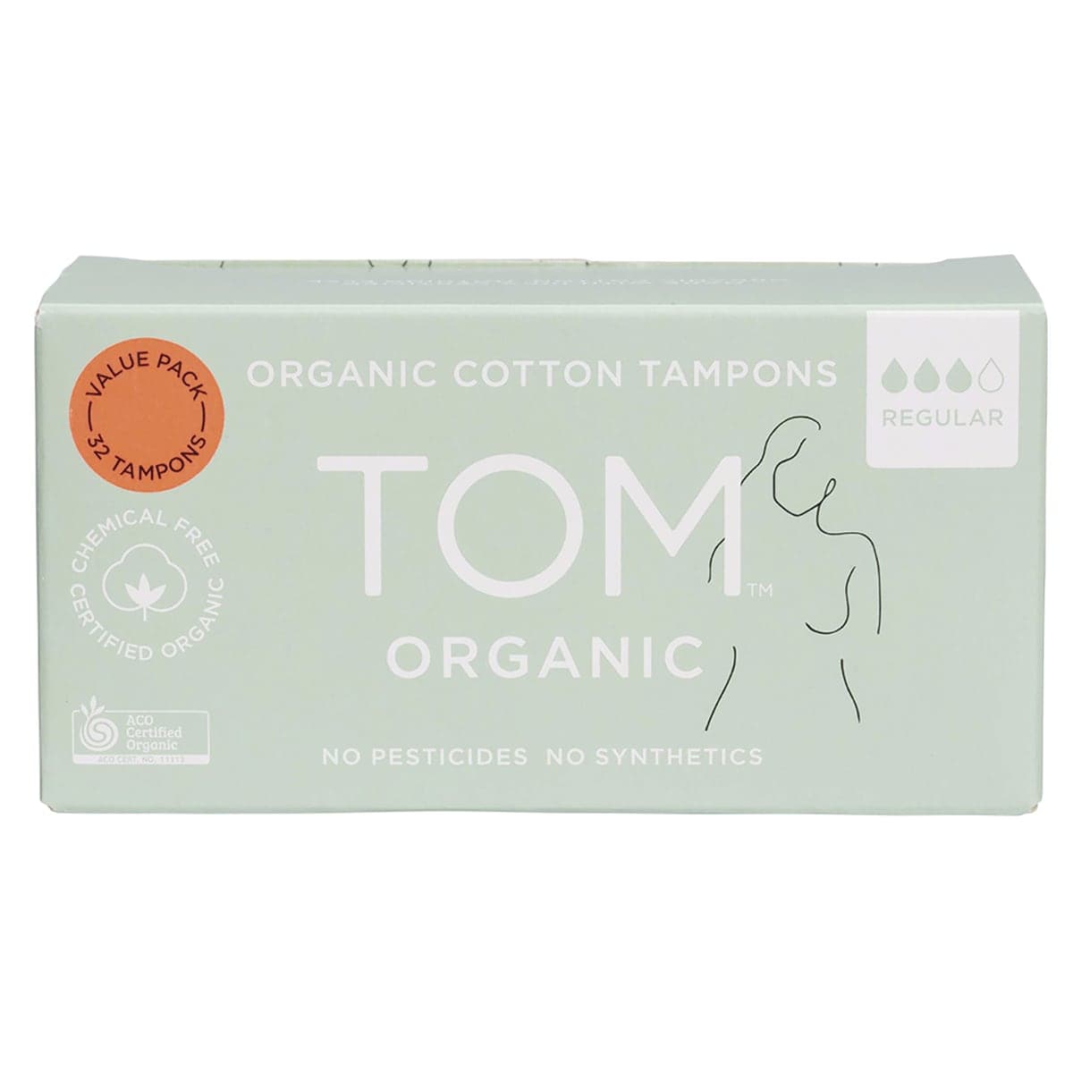 Tom Organic Cotton Tampons Regular 32 Pack