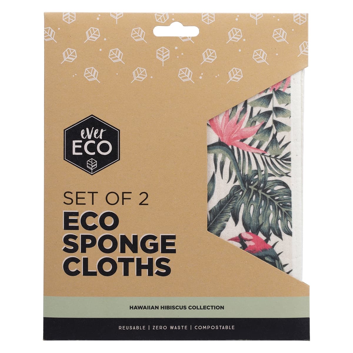 Ever Eco Eco Sponge Cloths Hawaiian Hibiscus 2 Pack