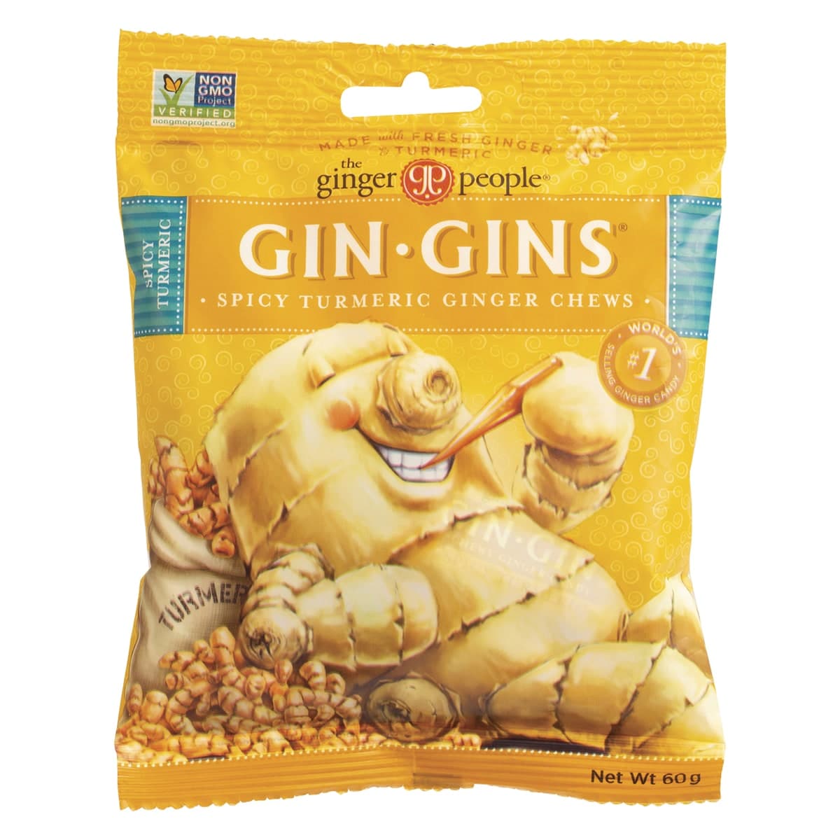 The Ginger People Gin Gins Spicy Turmeric Ginger Chews 60g