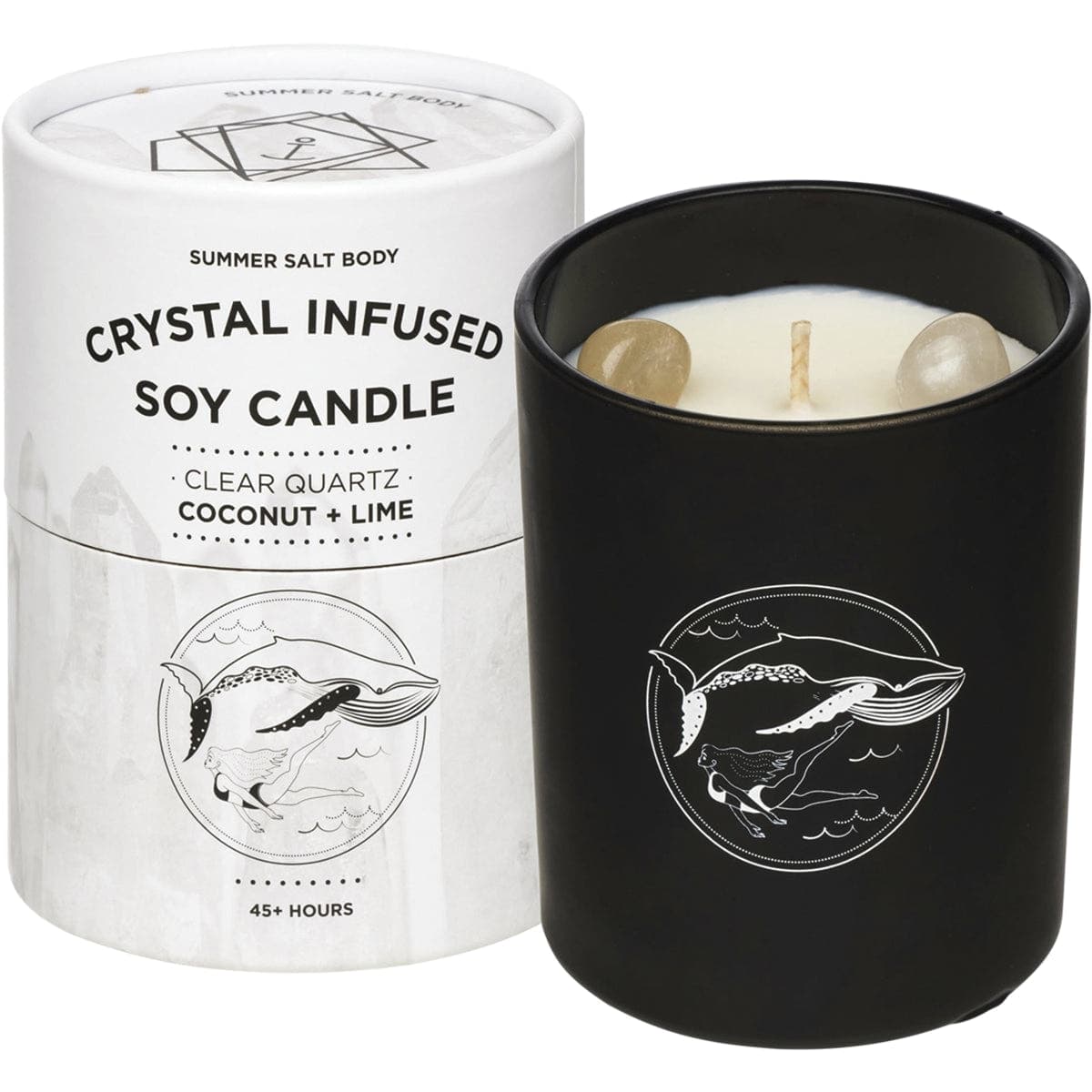 Summer Salt Body Crystal Infused Soy Candle Clear Quartz Coconut & Lime