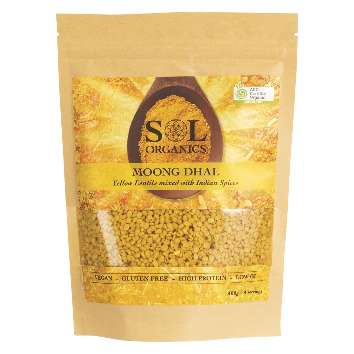 Sol Organics Moong Dhal Yellow Lentil Dhal 400g