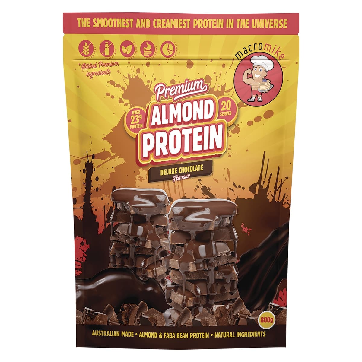Macro Mike Premium Almond Protein Deluxe Chocolate 800g