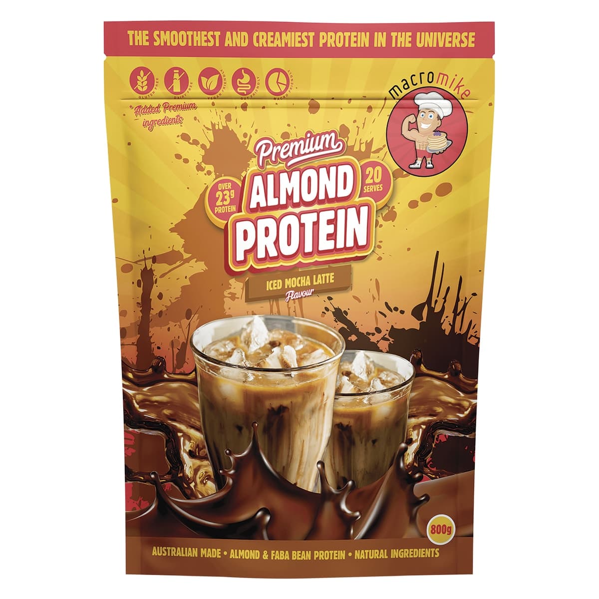 Macro Mike Premium Almond Protein Iced Mocha Latte 800g