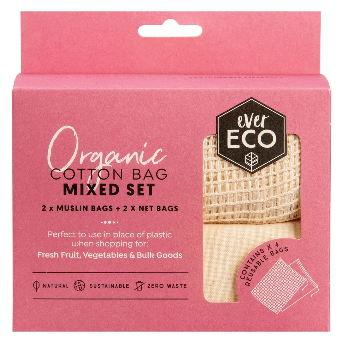 Ever Eco Organic Reusable Cotton Bags Mixed Set