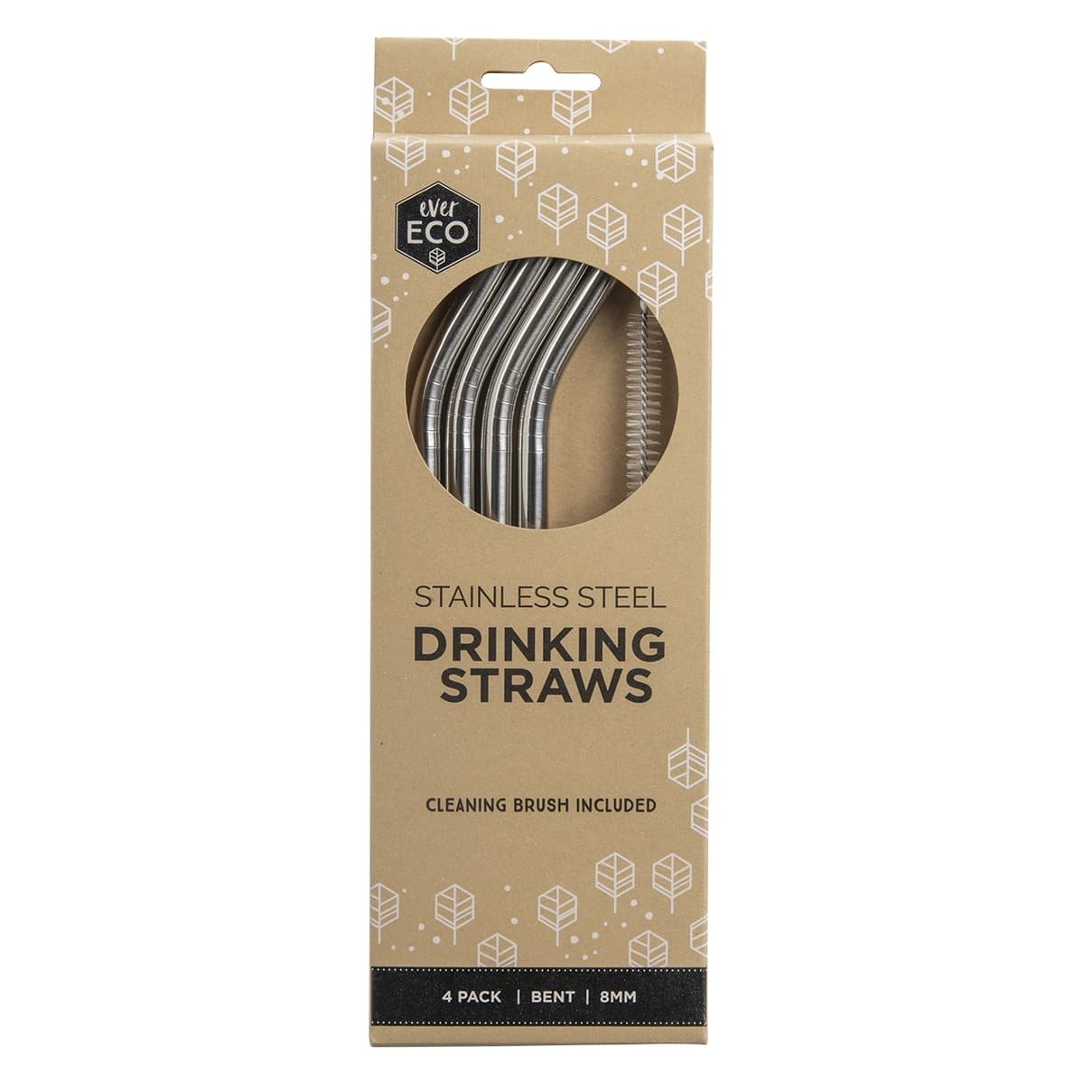 Ever Eco Stainless Steel Drinking Straws Bent 4 Pack