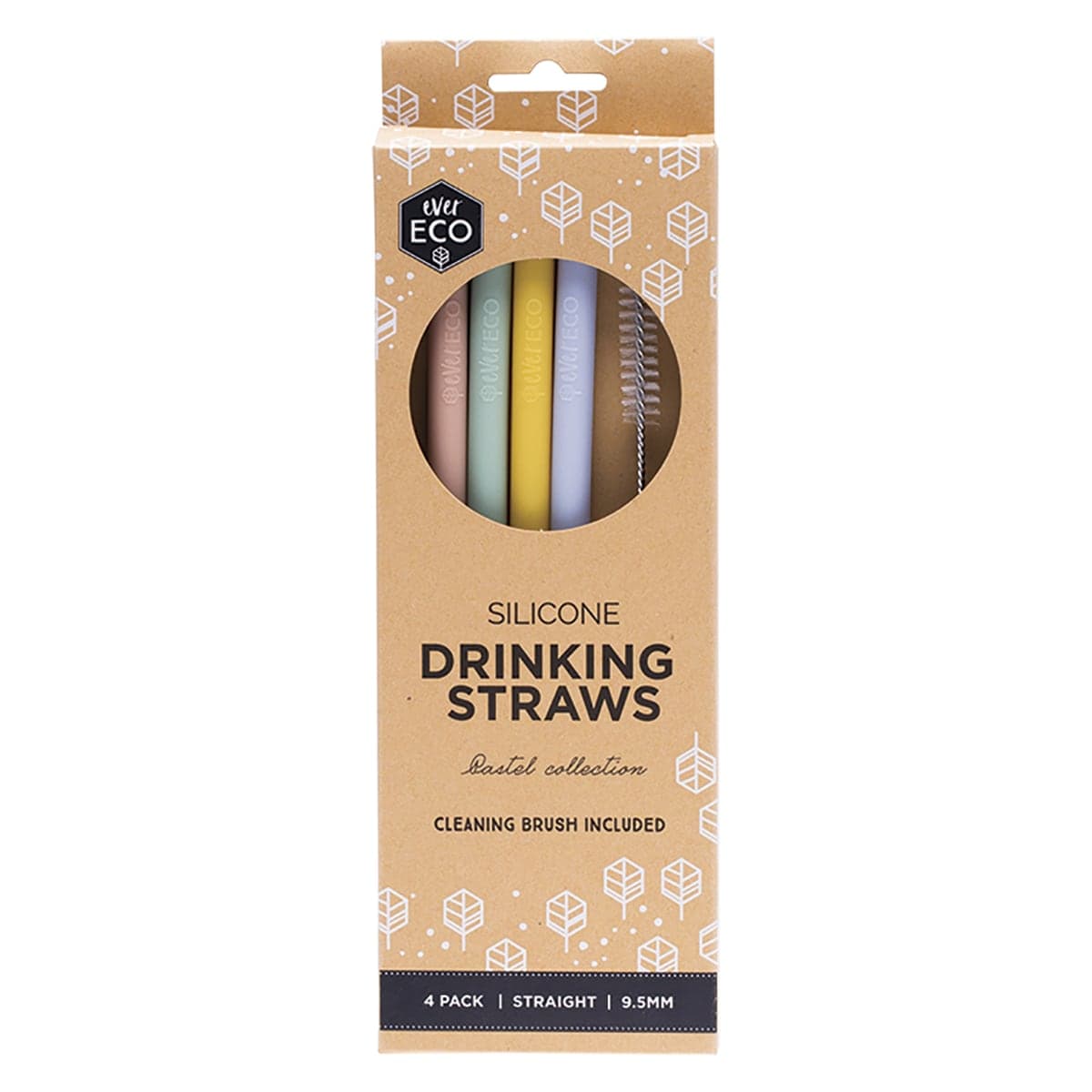 Ever Eco Silicone Drinking Straws Straight Pastel Collection 4 Pack