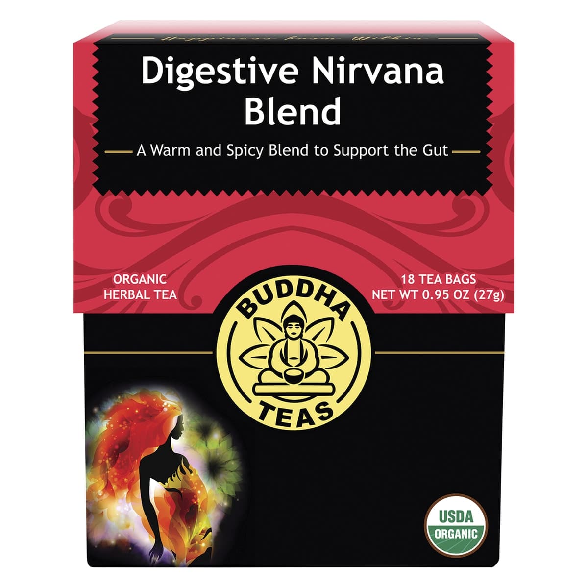 Buddha Teas Organic Herbal Tea Digestive Nirvana Blend 18 Pack