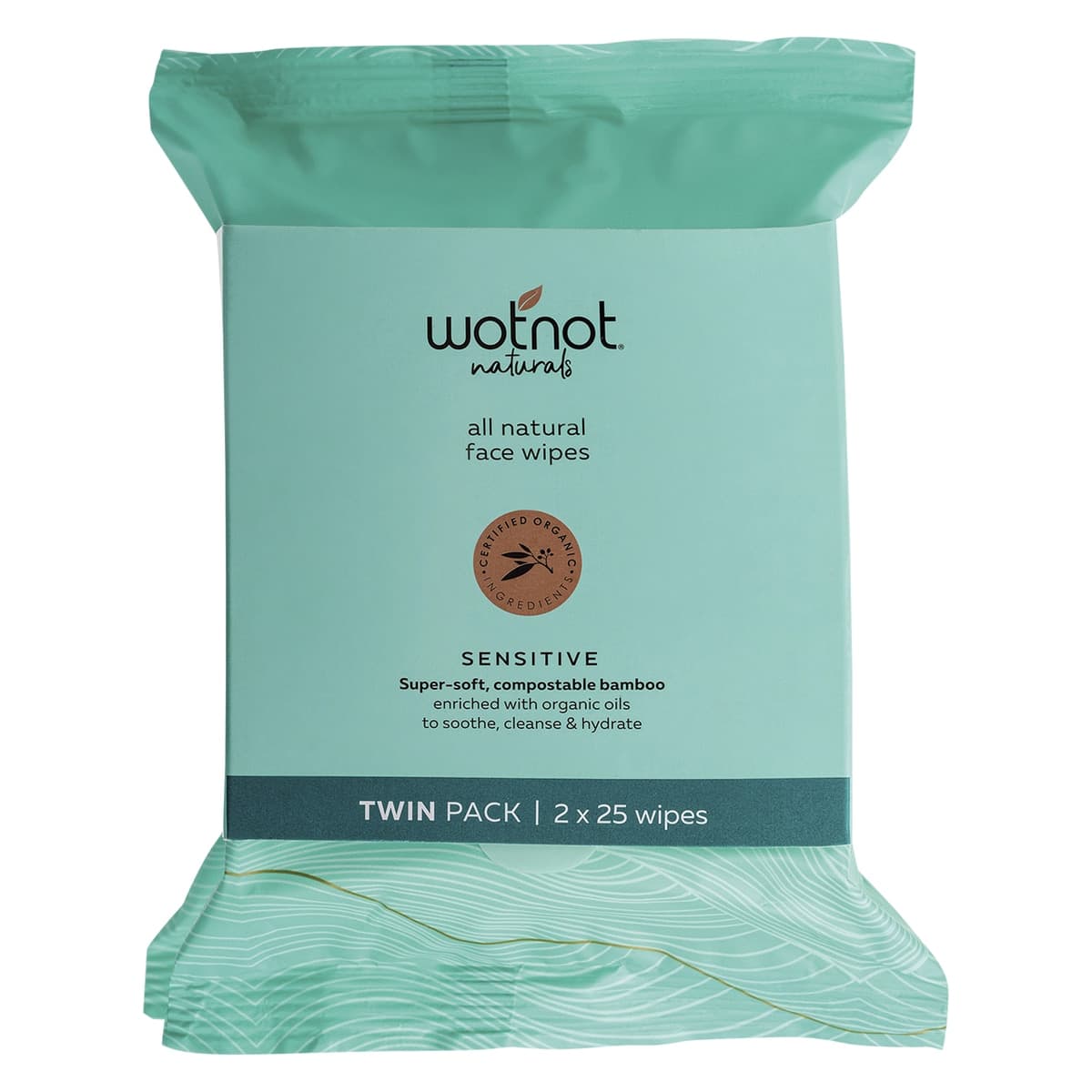 Wotnot Natural Sensitive Skin Face Wipes 2 x 25 Pack