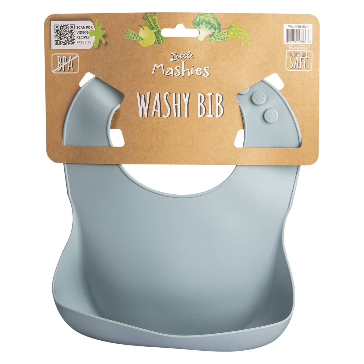Little Mashies Silicone Washy Bib Dusty Blue