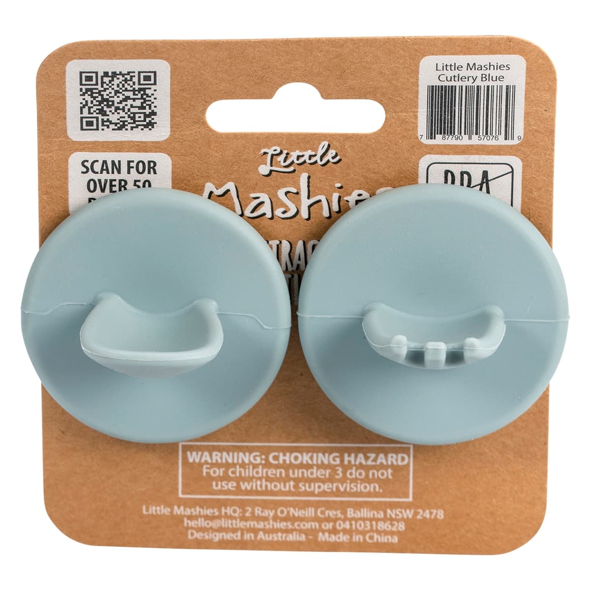 Little Mashies Silicone Distractor Cutlery Dusty Blue