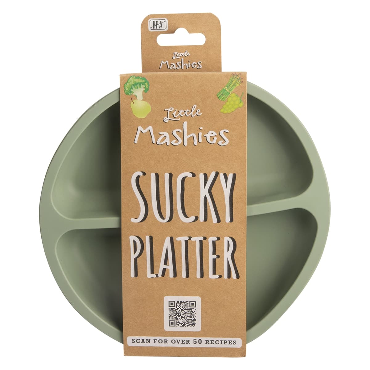 Little Mashies Silicone Sucky Platter Plate Olive