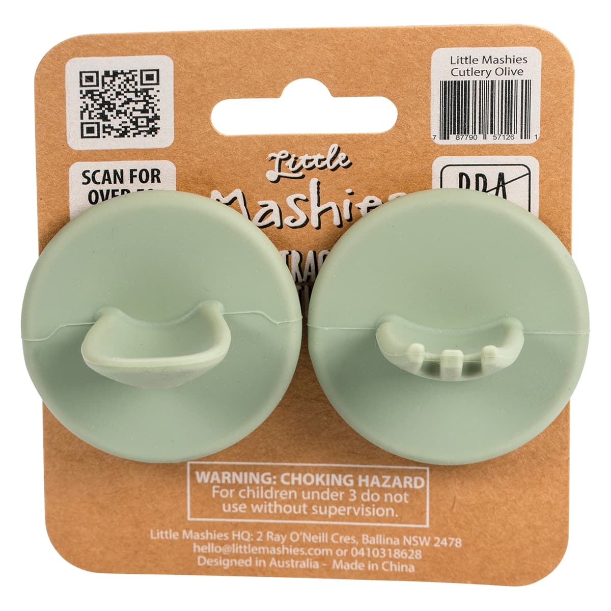Little Mashies Silicone Distractor Cutlery Olive