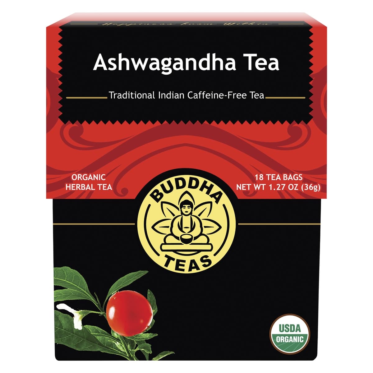 Buddha Teas Organic Herbal Ashwagandha Tea 18 Pack