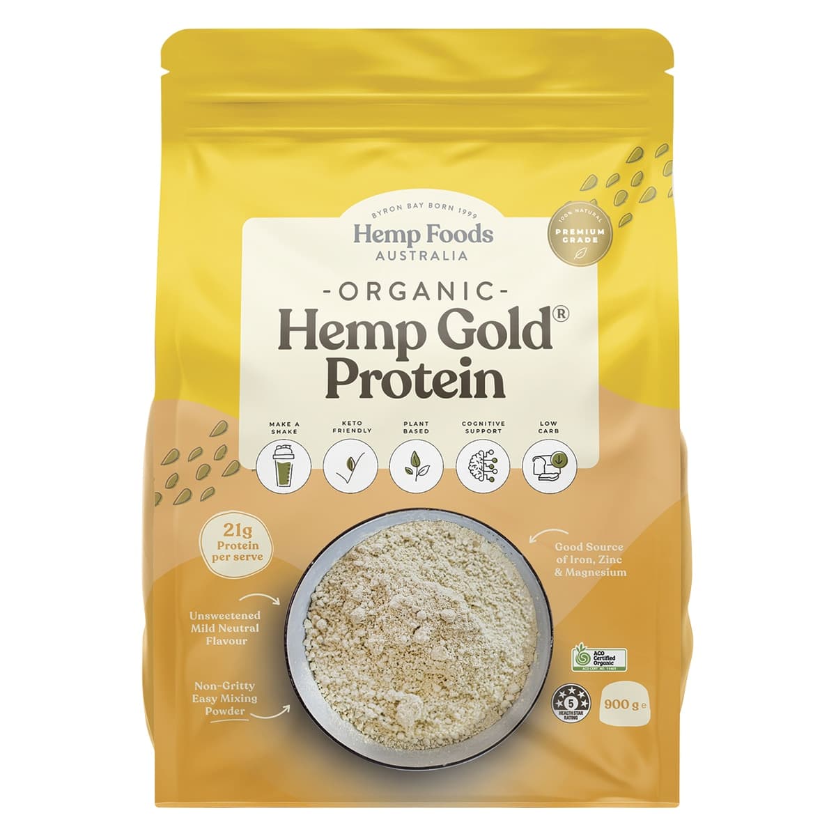Hemp Foods Australia Organic Hemp Gold Protein Powder 900g