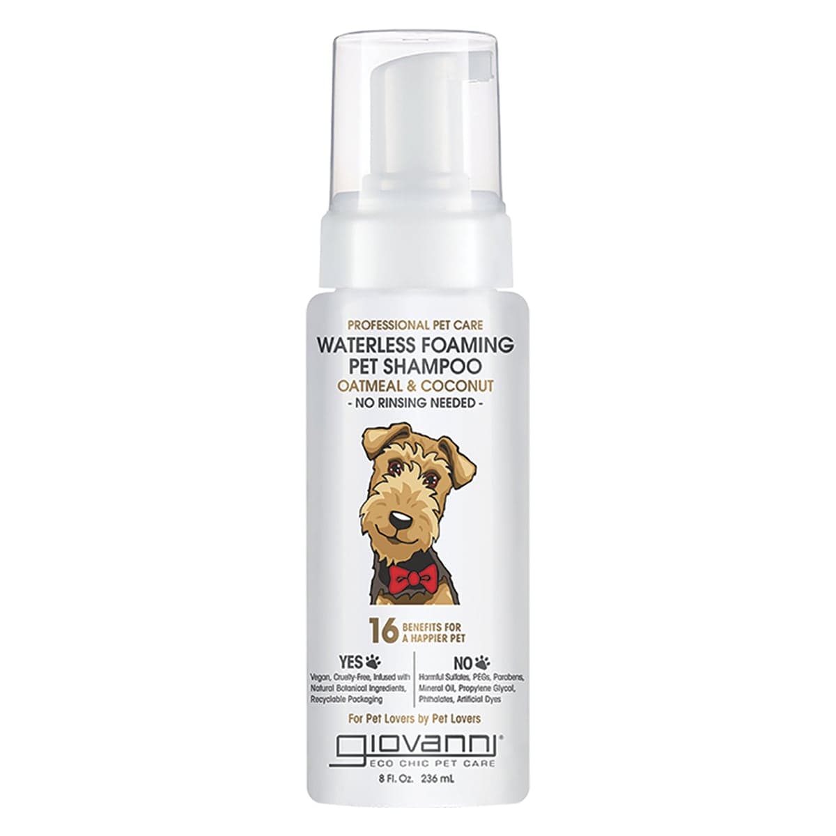 Giovanni Waterless Foaming Pet Shampoo Oatmeal & Coconut 236ml