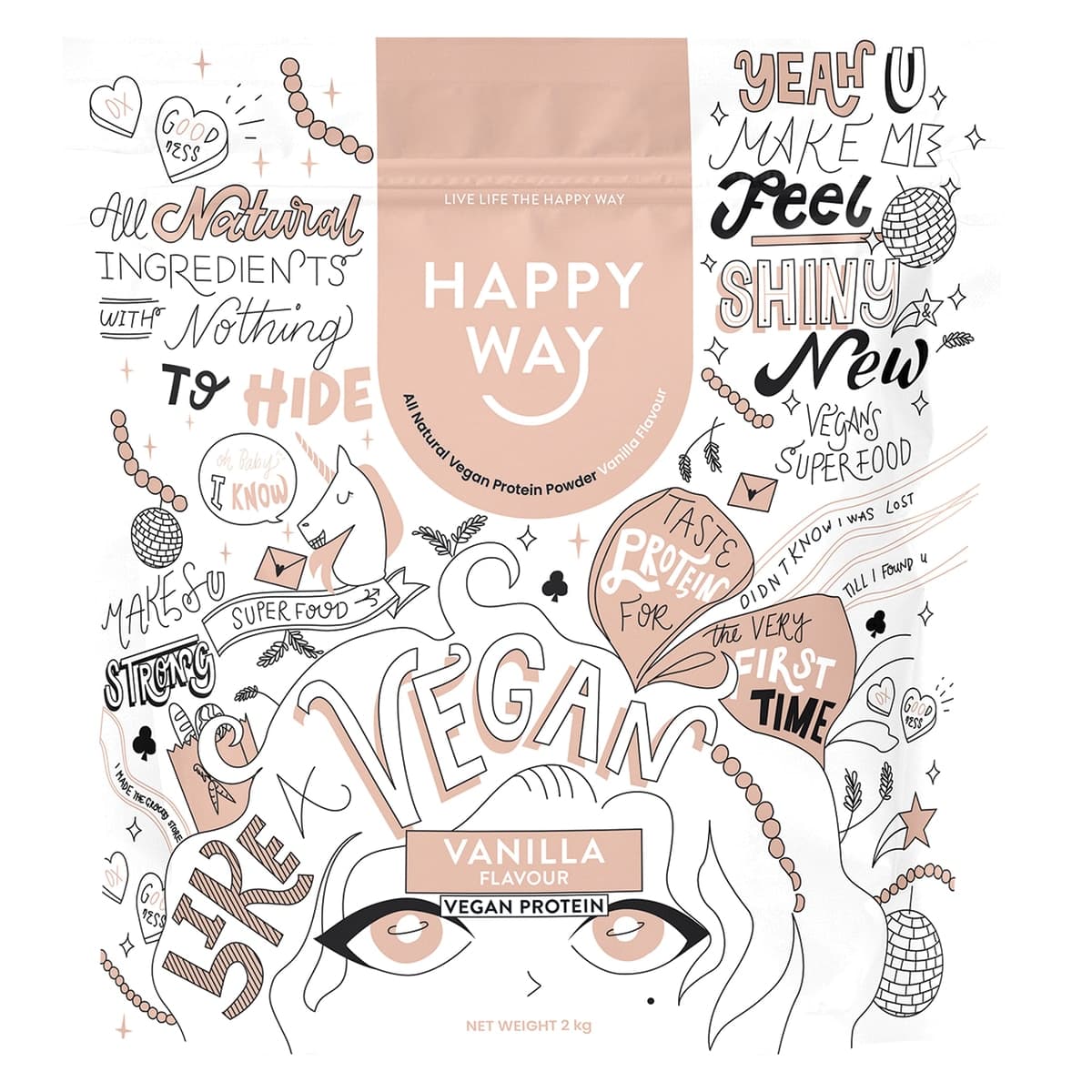 Happy Way Vegan Protein Powder Vanilla 2kg