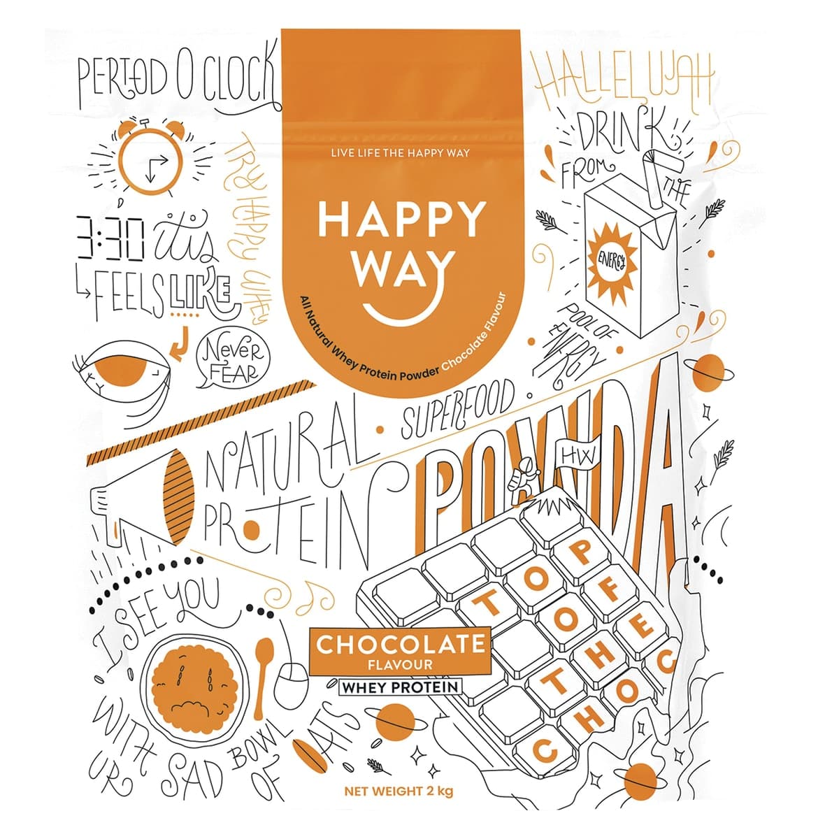 Happy Way Whey Protein Powder Chocolate 2kg