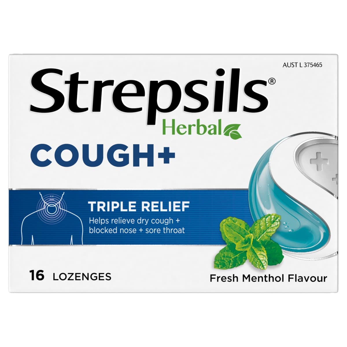 Strepsils Herbal Cough Lozenges Fresh Menthol 16 Pack