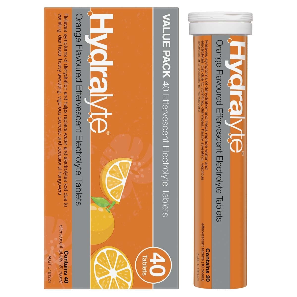 Hydralyte Effervescent Electrolyte Tablets Orange 40 Pack