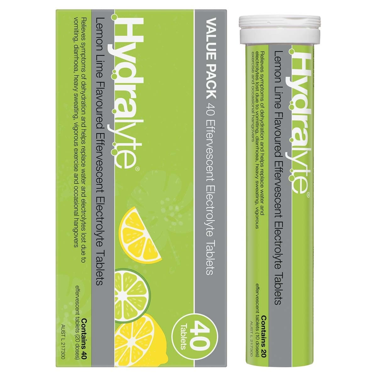 Hydralyte Effervescent Electrolyte Tablets Lemon Lime 40 Pack