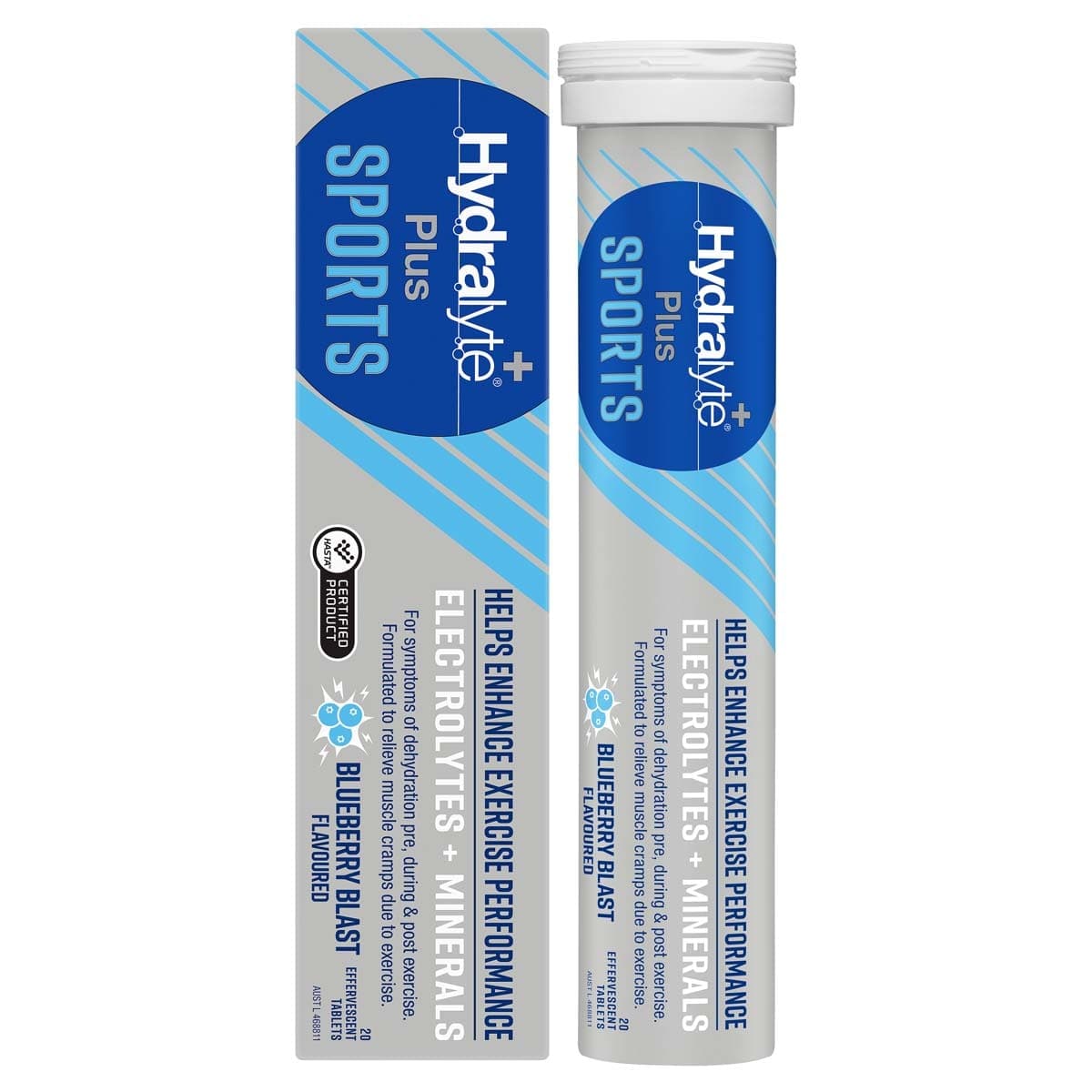 Hydralyte Plus Sport Effervescent Electrolyte Tablets Blueberry 20 Pack